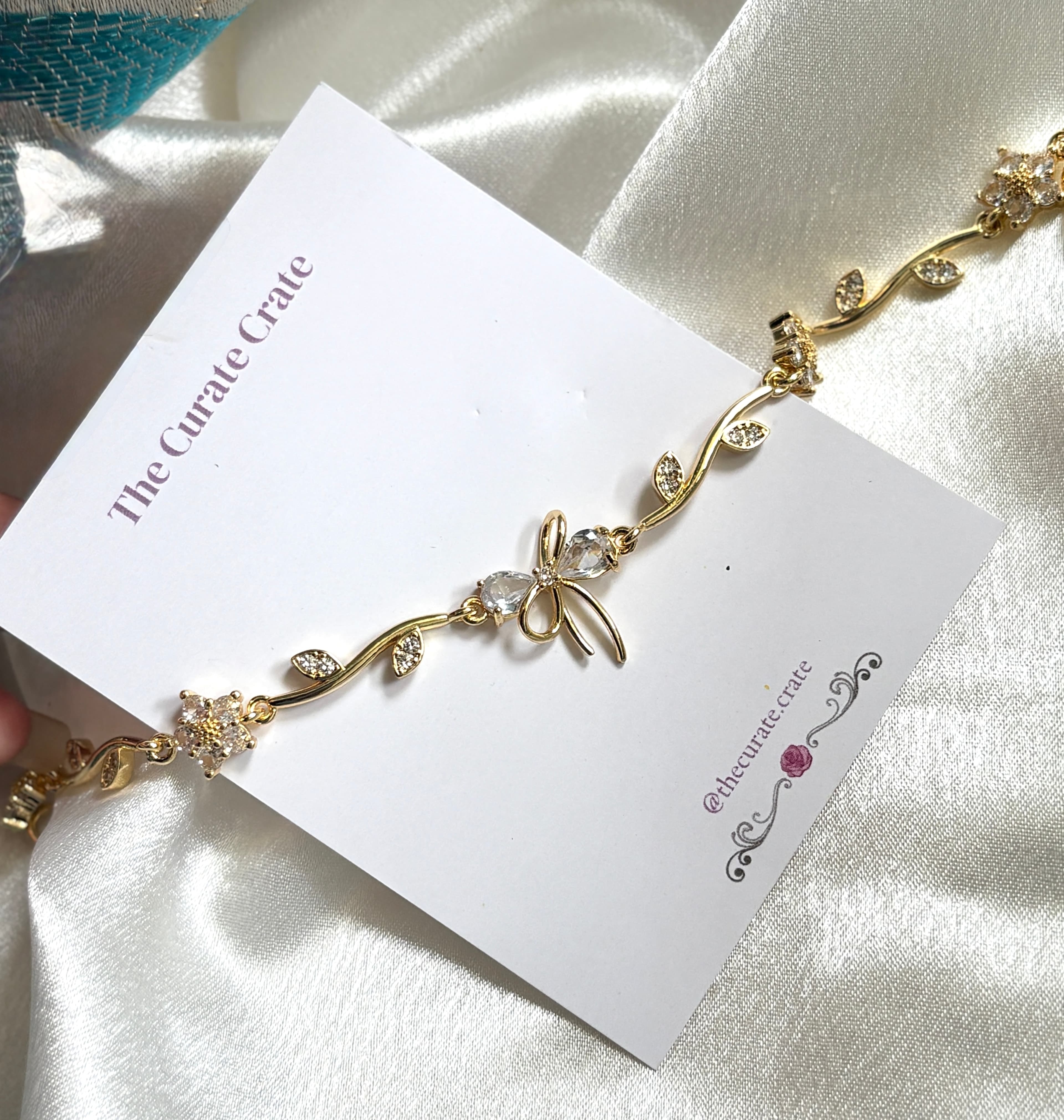 Dainty bow bracelet — alternate view